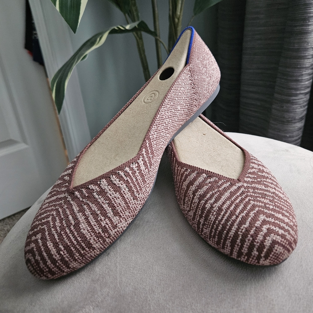 Rothy's Pink and Mauve Metallic Striped flats